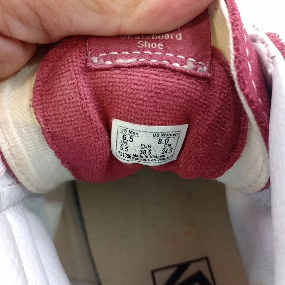 Vans Sk8-Hi Shoes Maroon W8 M6.5‎ Canvas Casual High Top Skater Sneakers 721356